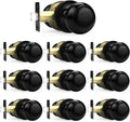 Probrico Black Door Knobs, Keyless Flat Ball Interior Door Knobs for Hallway Closet, Matte Black Passage Door Knob, 10 Pack