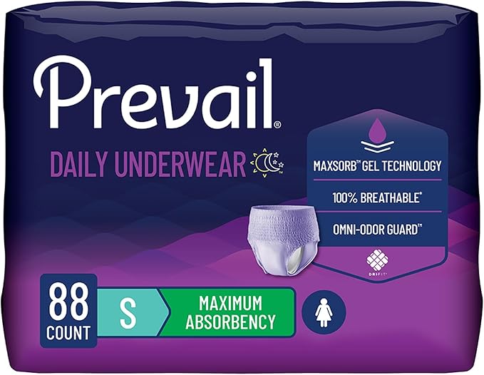 Prevail Proven - Small Pull-Up Incontinence Protective Underwear for Women Maximum Absorbency, 88 Count (4 Packs of 22)