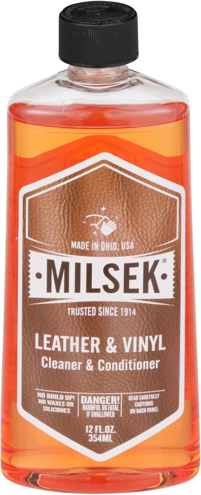 Milsek Leather & Vinyl Cleaner & Conditioner - Cleaning Supplies for Leather Home Furnitures, Couch, Automotive Interior, Shoes, Bags - 12 Fl Oz (Pack of 6) | Six-pack cleaner and conditioner helps clean, moisturize, and protect leather and vinyl surfa...