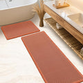 IM HOME Waffle Bath Mat Set 2 Piece Burnt Orange,Woven Modern Bath Rug Mats, Absorbent Non Slip Bath Floor Mat, Soft Washable Boho Bath Rugs with Tassels for Bathroom, Bedroom, Kitchen, Tub