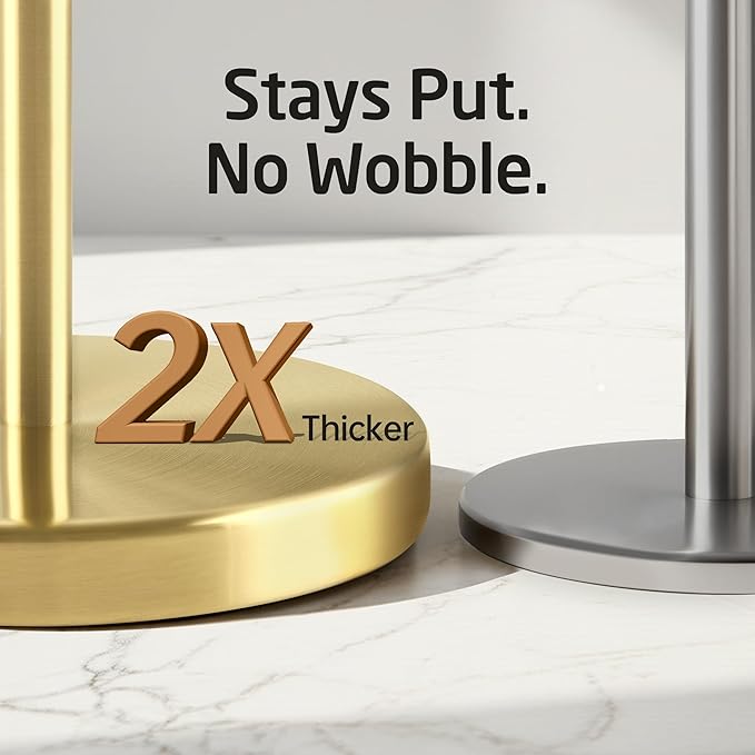 KES Gold Toilet Paper Holder Free Standing SUS 304 Stainless Steel Rustproof Pedestal Lavatory Tissue Roll Holder Floor Stand Modern Brushed Gold Finish, BPH283S1-BZ