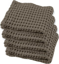 GILDEN TREE Waffle Bath Towels Wash Cloths for Showering, Exfoliating Washcloth Quick Dry Towel, Face Towels for Washing Face Cotton Washcloths Set of 4, Modern Style (Stone)
