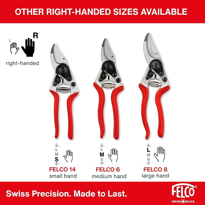 Felco F16 Pruning Shears – 7.7" Garden Clippers for Left-Handed Users with Bypass & Anvil Blades | Hand Pruners for Gardening | Garden Tool Cutter with Aluminum Handle, Lightweight Swiss Precision