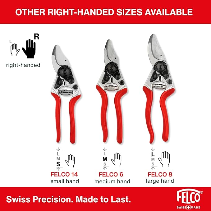 Felco F6 Pruning Shears – 7.7" Swiss-Made Garden Clippers for Medium Hands | Hand Pruners for Gardening | Garden Tool Cutter with Precision Bypass Blade, Forged Aluminum Handles, Replaceable Parts