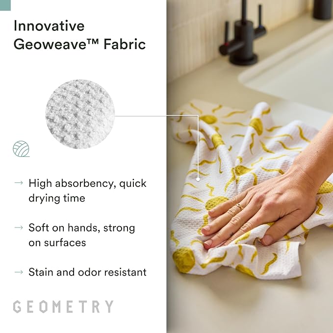 GEOMETRY Tea Towels – Spring & Summer Collection – Quick-Dry, Ultra-Absorbent, Reusable Microfiber Kitchen Towels for Drying & Cleaning - Horizon - 3 Pack