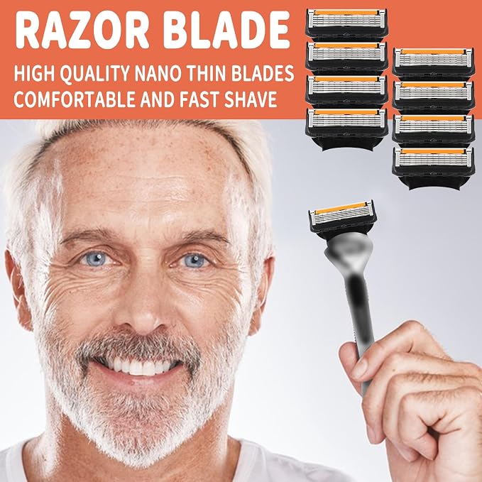 24 Replacement Razor Blades for Men – Compatible with Gillette ProGlide &Razor Systems, 5-Blade Refills, Wet Shave, Value Pack, Smooth & Precise
