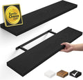 BAYKA Floating Shelves for Wall, 35.4 inches Long Wall Mounted Rustic Wood Shelves for Bathroom, Bedroom, Living Room, Kitchen, Office, Hanging Shelf for Books/Storage/Decor(Black,Set of 2)