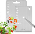 Stainless Steel Cutting Board with Lip, Katori Cutting Boards for Kitchen Double Sided Non Toxic & Non Moldy, Dishwasher Safe Gift for Home Cooks/Outdoor Camping, Fit Meat/Vegetable/Fruit (2PC-S+L)
