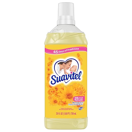 Suavitel Fabric Conditioner, Fabric Softener, 45 Days of Freshness, HE Compatible, 25 Small Loads, Morning Sun Scent, 25 fl oz