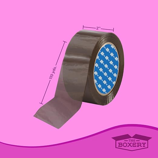 The Boxery 2" x 110 Yards Tan Packing Tape – 36 Roll Carton – Strong Industrial Grade Adhesive for Shipping, Moving & Packaging – Heavy Duty 2.2 Mil Box Sealing Tape