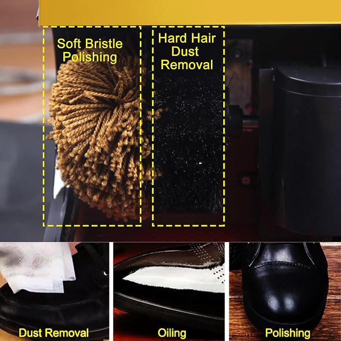 Sangeuhhlk Electric Shoe Buffer, Shoe Polisher Automatic Stainless Steel Dust Removal Polishing Clean Kit for Home Hotel Bank
