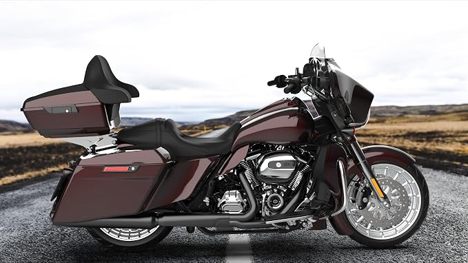 Advanblack Road Glide Tour Trunk Pack Midnight Crimson King Tour Trunk Pack Luggage +Wrap-Around Backrest Pad for '97-'25 Harley Touring Road King Street Glide Electra Glide CVO models