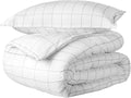 Bare Home Bedding Duvet Cover Extra Long - Premium 1800 Super Soft Collection - Lightweight, Duvet Cover - Soft Textured (Twin/Twin XL, Grid - White/Grey)