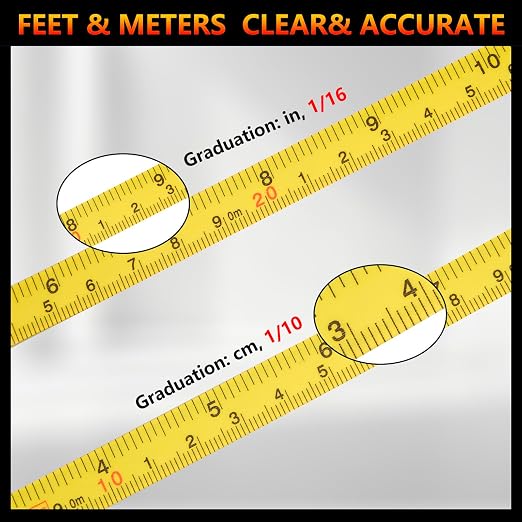 200ft/61m Open Reel Long Tape Measure, 1/2" Nylon-Coated Steel Blade, Dual Inch/Metric Scales, ABS Impact-Resistant Case for Construction, Surveying, Yellow