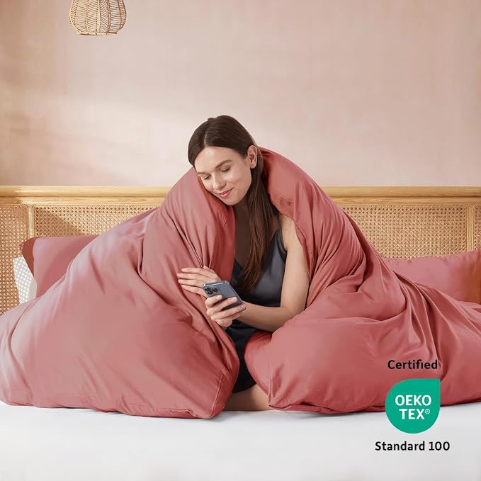 Nestl Pink Clay California King Duvet Cover Sets - Soft Double Brushed Cal King Duvet Cover, 3 Piece, with Button Closure, 1 Duvet Cover 104x98 inches and 2 Pillow Shams