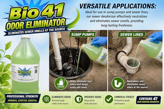 Drain Deodorizer- Odor Eliminator - Commercial Drain Deodorizer - Neutralizer Sewer Gas Smell Remover - One Gallon