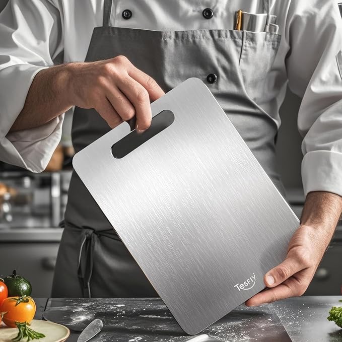 2 Pack Titanium Cutting Board - 100% Pure Titanium Cutting Boards For Kitche, Double-sided food-grade Cutting Board For Cutting Meats, Fruits And Vegetables,Large