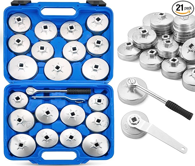 23PCS Oil Filter Removal Tool, Oil Filter Removal Cap Wrench Socket Tool Set 1/2" Automotive Removal Garage Tool