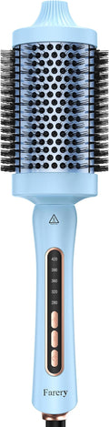 Farery 2.4" Thermal Brush, Large Barrel Heated Round Brush with Triple PTC & 5 Heat Settings (280-420°F), Lightweight Dual Voltage for Voluminous Big Curls, Waves & Straightening Long Hair