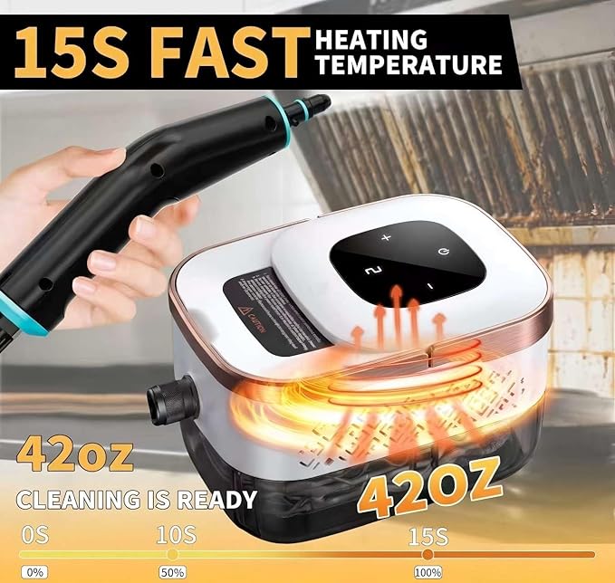 Steam Cleaner, 6 Steam Levels, 42oz Tank & 11 Pieces Accessories, 1500W High-Temperature Steam Cleaner for Home, Handheld Steamer for cleaning Grout,Tile,Kitchen,Bathroom,Car