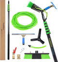 30 Feet Solar Panel Cleaning Brush & Pole Window Cleaner Window Cleaning Solution (Glass, Solar Panel, etc.) Professional Tool Water Fed Pole Kit Scrubber Brush w/Spray Washer & Squeegee