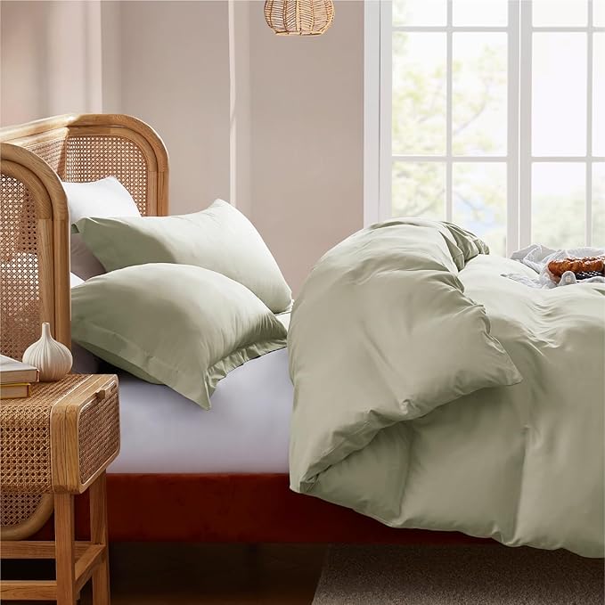 Nestl Twin Duvet Cover Set - Double Brushed Sage Green Soft Twin / Twin XL Duvet Cover 2 Piece with Button Closure, 1 Twin Size Duvet Cover 68x90 inches and 1 Pillow Sham