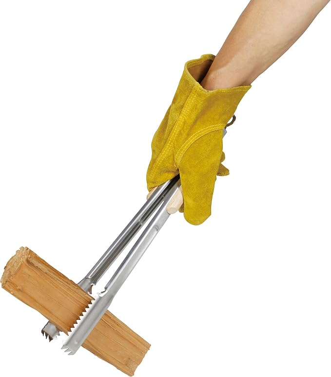Captain Stag UG-3228 / UG-3231 / UG-3273 Outdoor BBQ Tongs, Wood Grip, Stainless Steel, Stopper Included