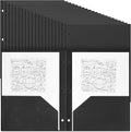 Yeaqee 100 Pcs Plastic Folders with Pockets Bulk 3 Hole Punched 2 Pocket File Folders for 3 Ring Binder Divider Folder for Notebooks, Durable Poly for Office Home (Black)