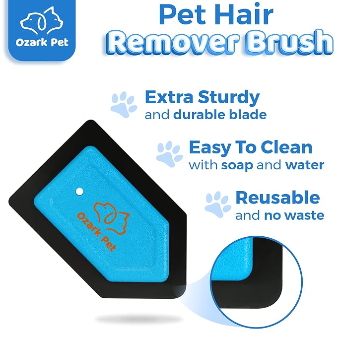 Pet Hair Remover, Dog Hair Remover Detailer & Glove - with Edge Sweeping, Avoid Scratching, Remover Kit for Couch, Car, Comforter, Essential Tool for Clean House (Red, Detailer) (Blue, Detailer)