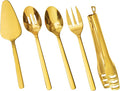 18/10 Large Hostess Gold Serving Utensils,Stainless Steel Serving | Heavy Duty 10-inch Serving Spoons, Slotted Spoons, Serving Fork, Serving Tongs, Cake Pie Server for Buffet, Wedding, Parties
