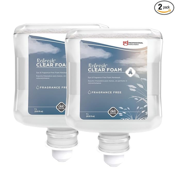 SC Johnson Professional Refresh Clear Foam Soap Cartridge Refill Pack, Foaming Hand Soap, 1 Liter Cartridge Foam Soap Refill, 2 Count, for Professional Use Only