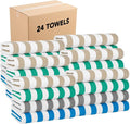 Arkwright California Cabana Stripe Beach Towel Bulk - Case of 24, Large Soft Quick Dry 100% Cotton Terry Towels Set for Pool, Swim, and Hot Tub, Oversized 30 x 70 in, Multiple
