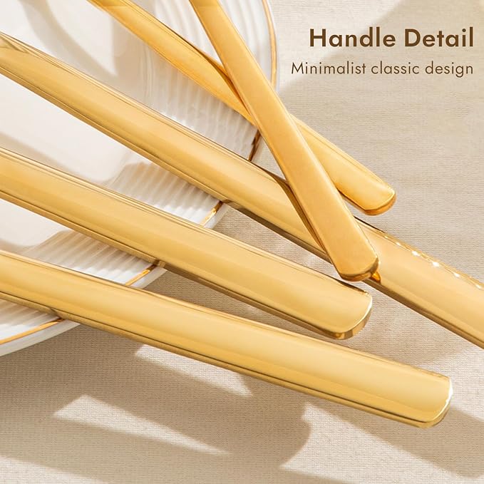 18/10 Large Hostess Gold Serving Utensils,Stainless Steel Serving | Heavy Duty 10-inch Serving Spoons, Slotted Spoons, Serving Fork, Serving Tongs, Cake Pie Server for Buffet, Wedding, Parties
