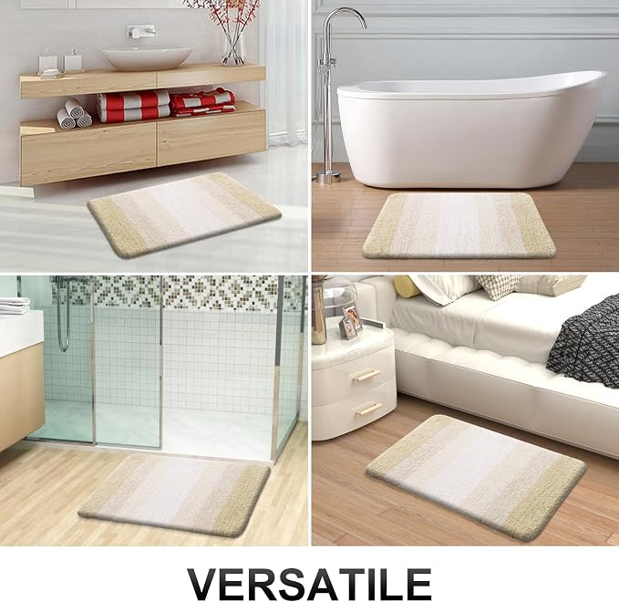 OLANLY Large Bathroom Rugs Mat 40x24, Extra Soft Absorbent Microfiber Bath Rugs, Rubber Backing, Quick Dry, Washable Bath Mats for Bathroom Floor, Tub and Shower, Home Decor Accessories, Light Beige
