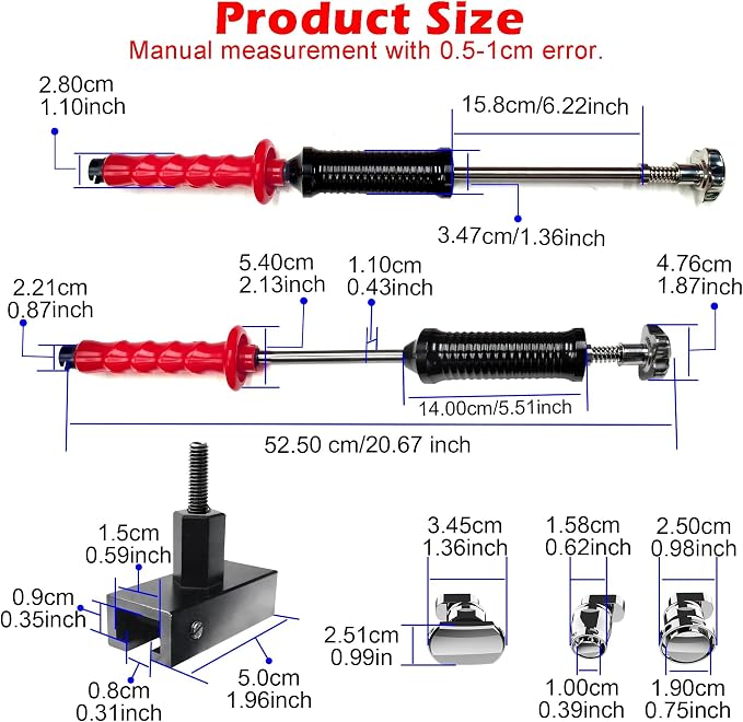 WOYO PDR200 PDR Slide Hammer Dent Puller with Cold Glue & 3pcs Stainless Steels Tabs & Long Tabs Adapter & 2pcs Handle Cover, Car Dent Removal Tool Automotive Repair Dent Kits