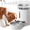 CZPET Dog Water Bowl Dispenser 7L, Wider Mouth Gravity Refilling (White) | With Stainless Steel Bowl Gravity Waterer, Large Capacity and Drinking Area Noise-Free for Pets