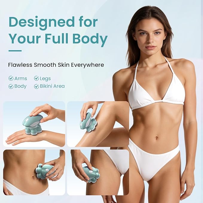 VIKICON 7D Electric Razors for Women Full Body, Smooth Painless Legs Shaver | 7D 360° Wide-Area Fast Shaving Heads, IPX6 Waterproof Wet & Dry Use, Bikini Hair Removal, LED Light, Travel Size, Green