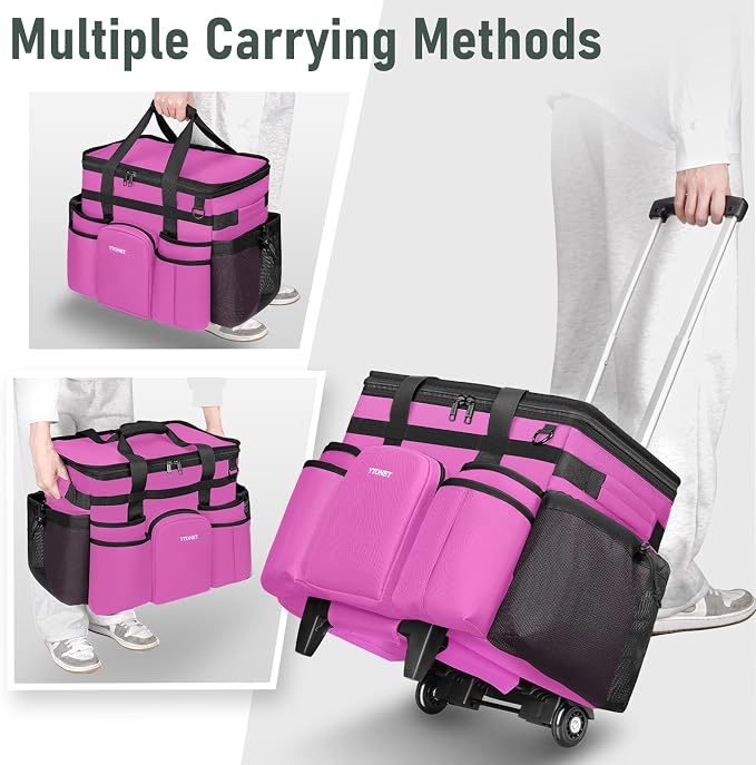 Ytonet Cleaning Caddy with Wheels, X Large Rolling Caddy Bag with Detachable Trolley for Housekeepers, Water Resistant Cleaning Cart Supplies Organizer for Home, Car, Tool Organizer, Mobile Storage