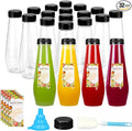 TOMNK 32pcs 12oz Juice Bottles, Empty Plastic Juicing Bottles with Caps, Cone Reusable Bottles Clear Bulk Beverage Containers for Juicing, Drinking, Milkshake, Tea and Other Beverages