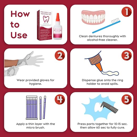 Dental Lab Instant Bonding Dental Glue for Dentures & Lab Tools - Fast-Setting in 15-60 Sec | Crack Repair & Gap Filling | Long-Lasting Hold (Days to Weeks) – 1oz