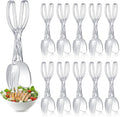 Tioncy 12 Pack Plastic Salad Scissor Tongs 11.5 Inches for Serving Reusable Food Tongs, Clear Utensils for Chef Cooking, Kitchen, Buffet, Party, Catering Supplies