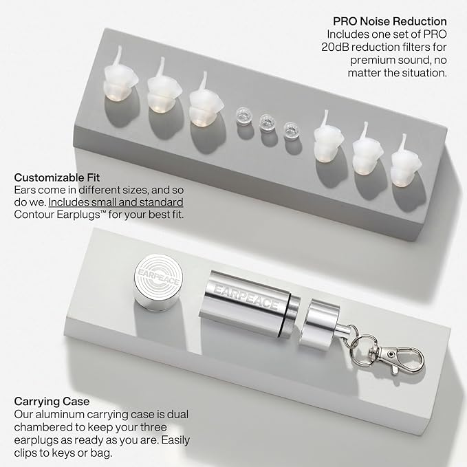 EARPEACE Music PRO - Concert Ear Plugs - Earplugs for Noise Reduction up to 20dB - High Fidelity Ear Plugs for Concerts, Musicians and Live Events - Reusable Earplugs - Includes Filter Set and Case