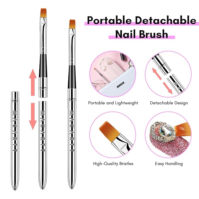 Makartt Nail Rhinestone Glue with Brush Kit High Viscosity Nail Charms Gel | 30-Day Strong Hold Extra Thick Support Gel 15ML for Gem, 5mm+ Crystals, Stones, 3D Nail Decor, UV/LED Cured, DIY Salon Use