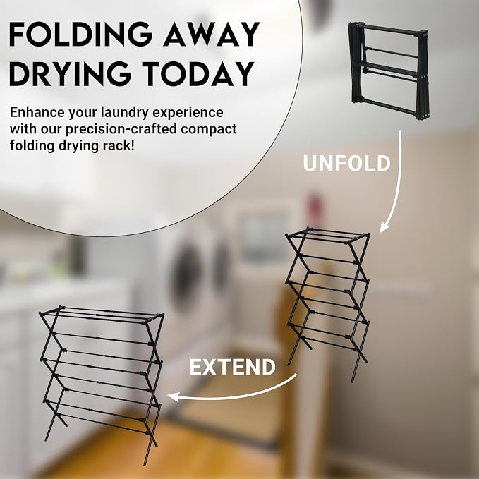 ZOES HOMEWARE Clothes Drying Rack | Foldable Drying Rack Clothing for Laundry | Small Collapsible Portable Dryers for Laundry | Use for Indoor & Outdoor | Black 37.5"x29"x12"