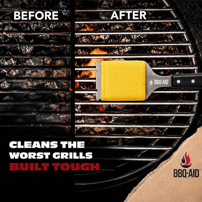 Bristle Free Steam Grill Brush and Scraper for Outdoor Grill, Black | 100% replaceable steam scrub pad, built-in scraper, grill cleaner; no shedding, safe for all grill grates