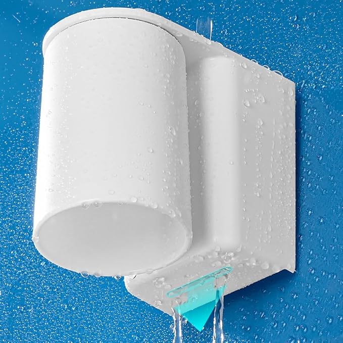 Toothbrush Rack Wall-mounted Toothbrush Holder White Toothpaste Holder Hanging Storage Rack Space Saving with Magnetic Cup Bathroom Toothbrush Holder, S12cm