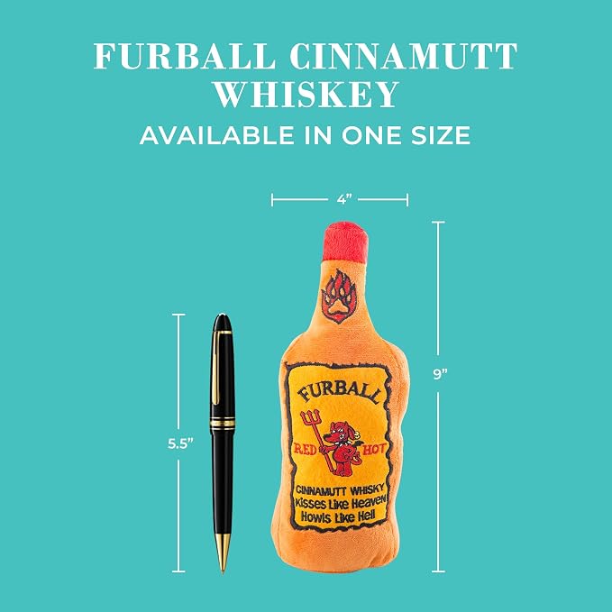 Haute Diggity Dog Furball Cinnamutt Whiskey, Plush Designer Dog Toys with Interactive Squeaker, Stimulating Pet Enrichment, Machine-Washable & Safe Materials for All Breeds, One Size