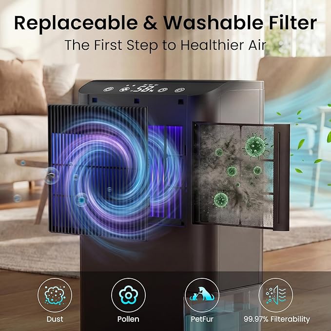 Dehumidifier, Dehumidifier for Basement with Drain Hose/Humidity Display/85 OZ Water Tank/Auto Shut Off/Washable Filter/7-Color Lights, Home Dehumidifier for Bathroom, Bedroom, Closet, RV