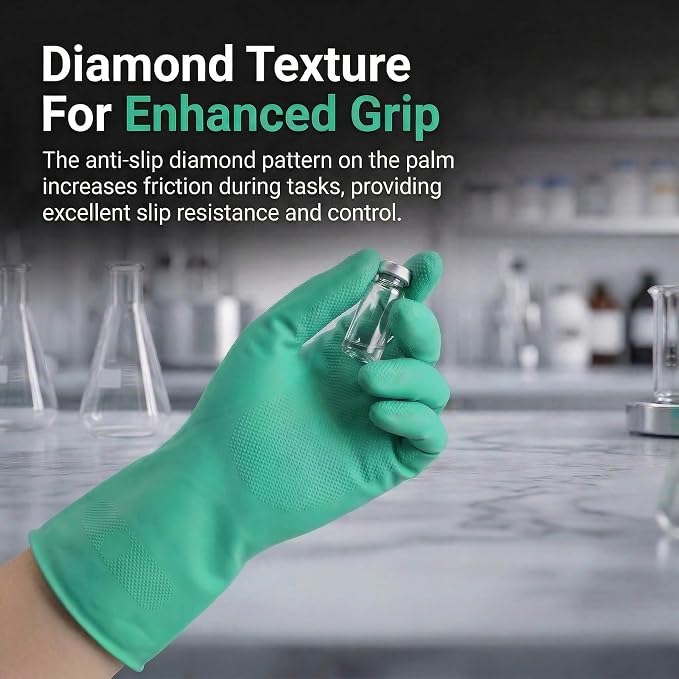 Chemical Resistant Gloves, 18 Mil Heavy Duty Nitrile Gloves, EN374 Acid & Alkali Proof Work Gloves for Epoxy Resin, Woodworking & Auto, Puncture Resistant, 12 Pairs, M