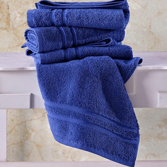 Hawmam Linen Royal Blue Hand Towels 4 Pack Turkish Cotton Premium Quality Soft and Absorbent Small Towels for Bathroom